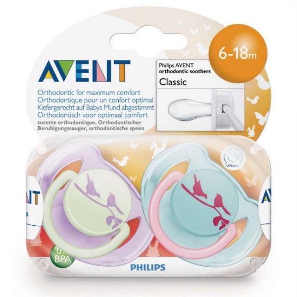 Avent пустышка силиконовая 6-18 мес SCF172/22 арт.86170 bpa-free 2шт