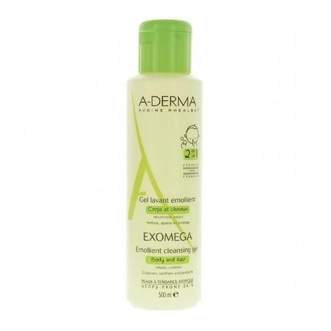 A-Derma Exomega смягчающий очищающий гель 2 в 1 для тела и волос 500 мл