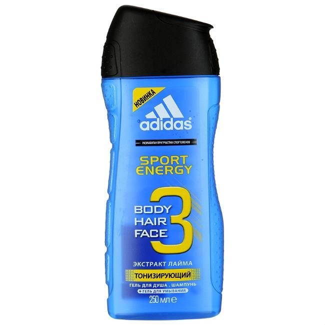 Adidas Body-Hair-Face Sport Energy Гель для душа и Шампунь для мужчин 250 мл