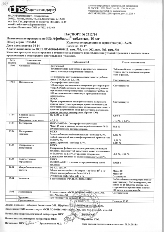 Афобазол таблетки 10 мг, 60 шт.