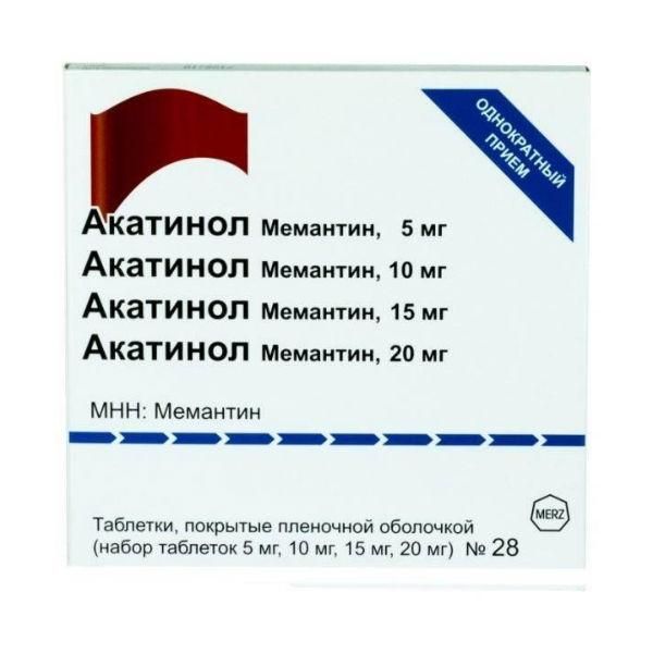 Акатинол мемантин таб. п/о плён. набор (5 м №7, 10 мг №7,15 мг №7, 20 мг №7)