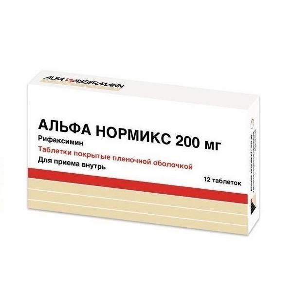Альфа Нормикс таблетки покрыт.плен.об. 200 мг 12 шт. Альфа Нормикс таблетки покрыт.плен.об. 200 мг 12 шт.