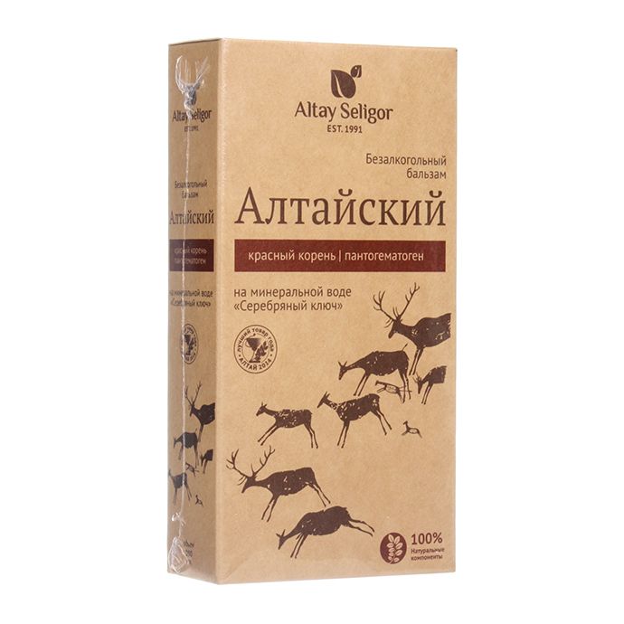 Altay Seligor Алтайский бальзам с красным корнем и пантогематогеном стекло 100 мл