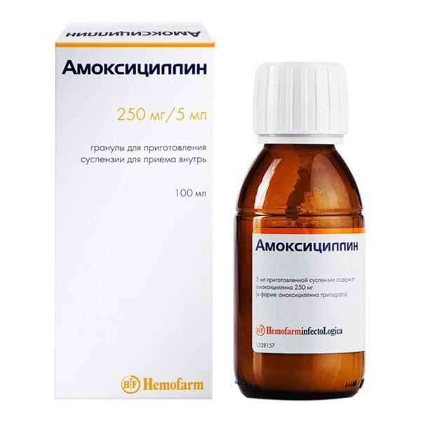 Амоксициллин суспензия 250 мг/5 мл, флаконы 100 мл Амоксициллин суспензия 250 мг/5 мл, флаконы 100 мл