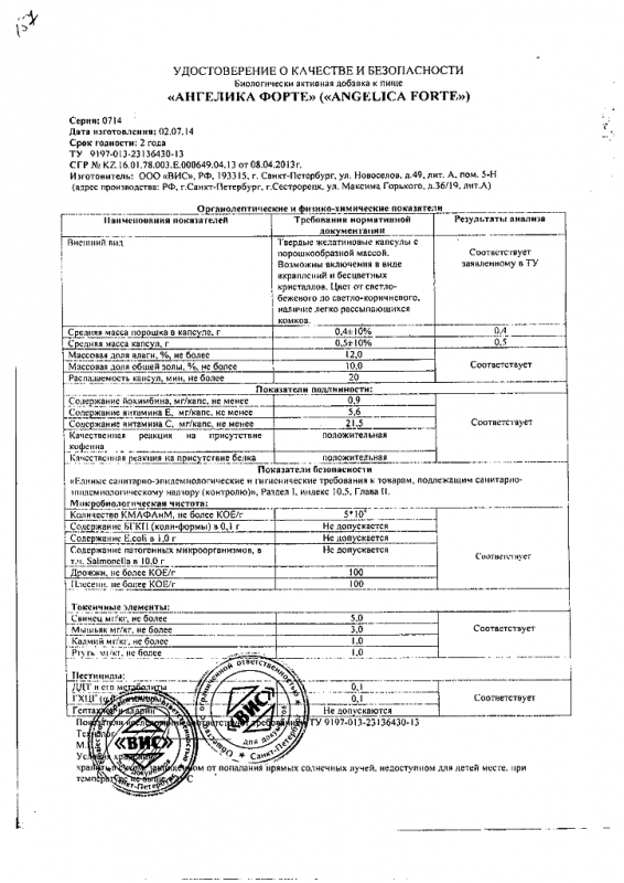 Ангелика форте капсулы 500 мг, 30 шт.