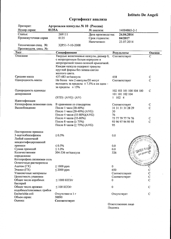 Артрозилен капсулы 320 мг, 10 шт.