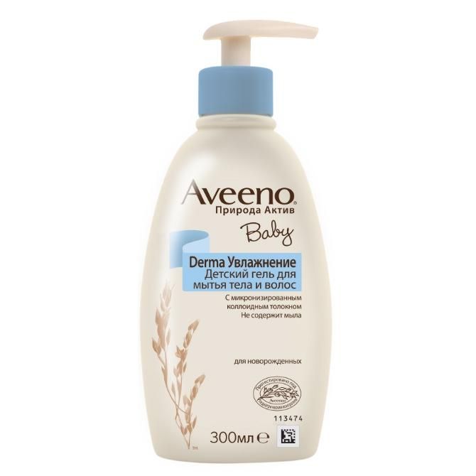 Aveeno Baby Derma Увлажнение детский гель для мытья тела и волос 300 мл