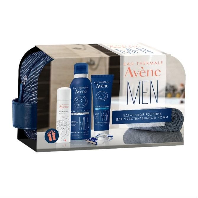 Avene Набор Men Гель для бритья 150 мл+Бальзам после бритья 75 мл в косметичке 1 уп.