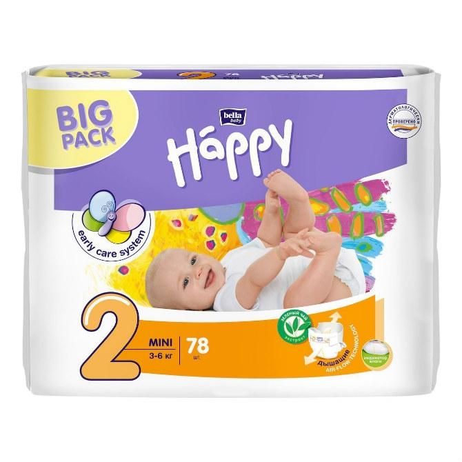 Bella Подгузники Baby Happy 2 mini 3-6 кг 78 шт.