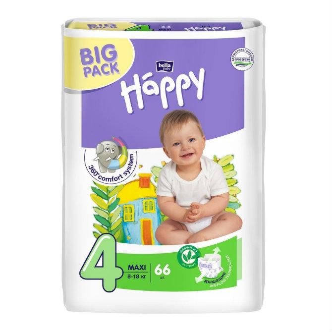 Bella Подгузники Baby Happy 4 maxi 8-18 кг BIG PACK 66 шт.