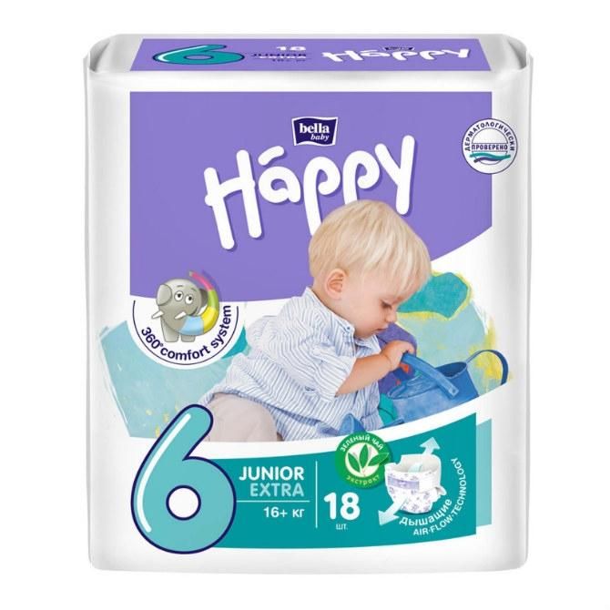 Bella Подгузники Baby Happy 6 Junior Extra 16+ кг 18 шт.