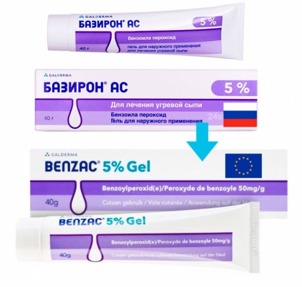 Базирон ас гель д/наружн. прим. 5% туба 40г