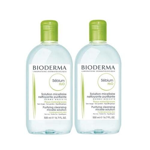 Bioderma Sebium H2O мицеллярная вода очищающая 500 мл 2 шт.