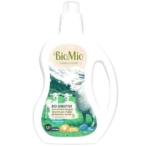 BioMio Bio-Sensitive Экологичное жидкое средство для стирки деликатных тканей концентрат без запаха 1,5 л