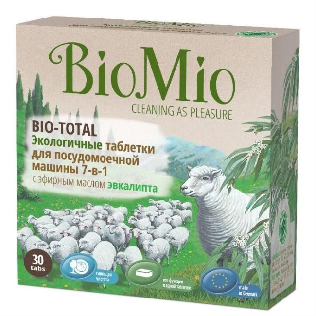 BioMio Bio-Total Экологичные таблетки для посудомоечной машины с эфирным маслом эвкалипта и экстрактом хлопка 30 шт.