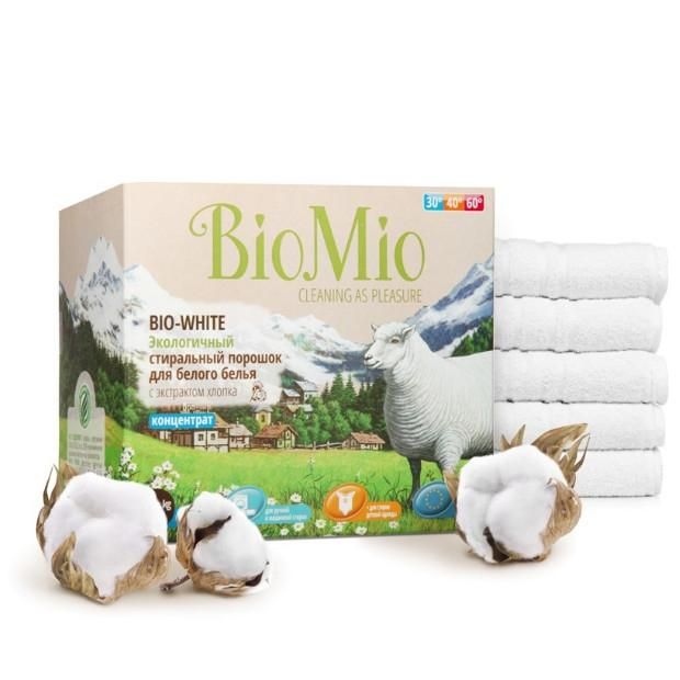 BioMio Bio-White Экологичный стиральный порошок-концентрат для белого белья без запаха 1,5 кг