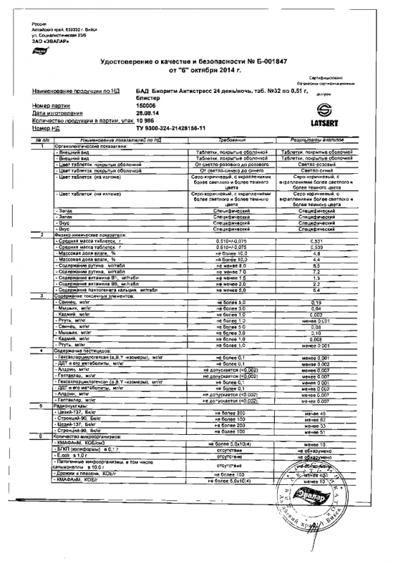 Биоритм антистресс 24 день/ночь таблетки, 32 шт.