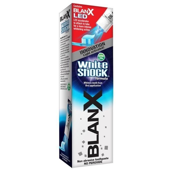 Blanx Зубная паста White Shock Blue Formula+BlanX LED белый шок отбеливающая+световой индикатор 50 мл