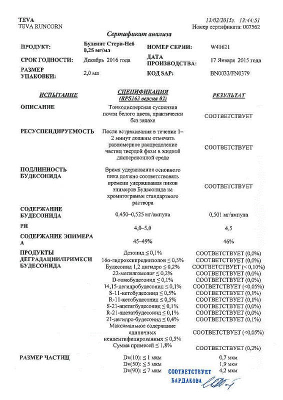 Буденит Стери-Неб ампулы 0,25 мг/мл, 1 доза, 2 мл, 60 шт.