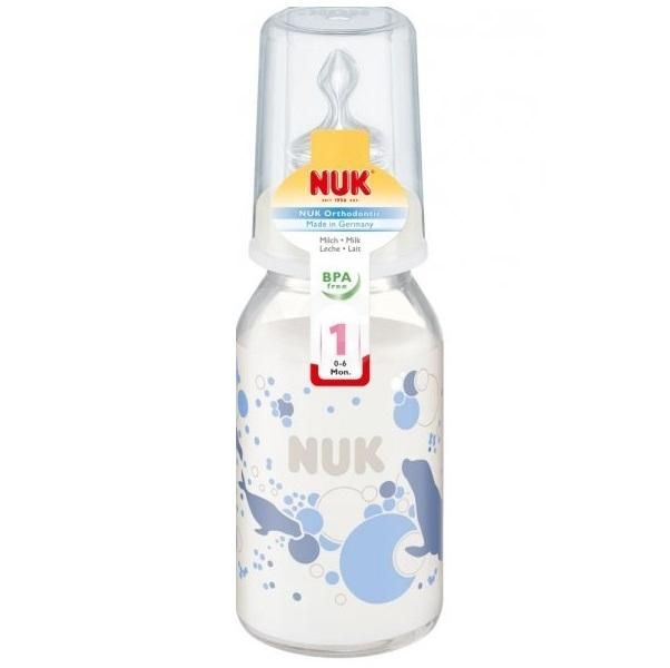 Бутылочка NUK Classic стеклянная с силиконовой соской 125 мл