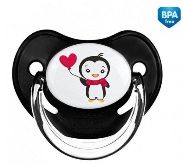 Canpol пустышка анатомическая силиконовая 6-18 мес. Penguins черная Canpol пустышка анатомическая силиконовая 6-18 мес. Penguins черная