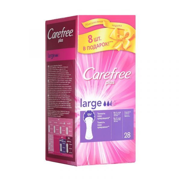 Carefree Plus Large салфетки (прокладки) ежедневные 20 + 8 шт Carefree Plus Large салфетки (прокладки) ежедневные 20 + 8 шт