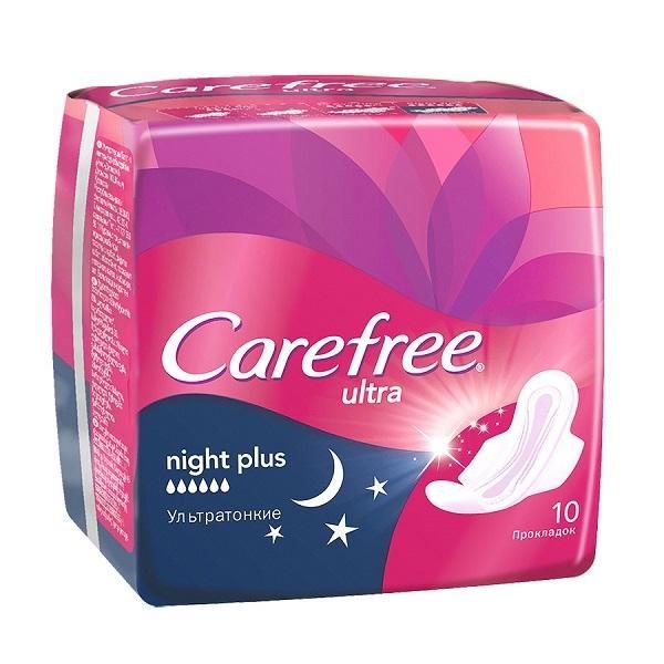 Carefree Ultra Night Plus прокладки гигиенические 10 шт