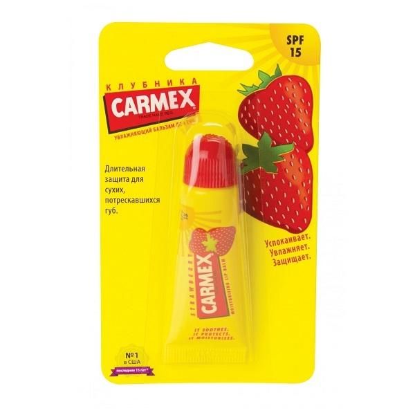 Carmex Бальзам для губ клубничный с защитным фактором SPF 15 туба 1 шт