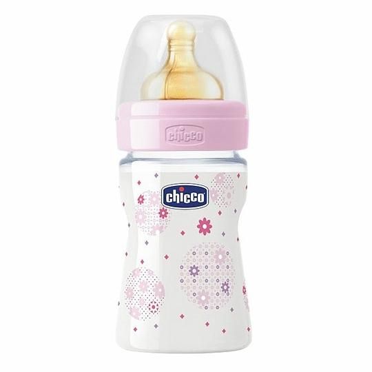 Chicco Бутылочка с латексной соской 0+ Well-Being Girl 150мл