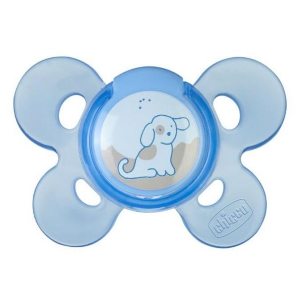 Chicco Пустышка силиконовая Physio comfort собачка 0+ 1шт.