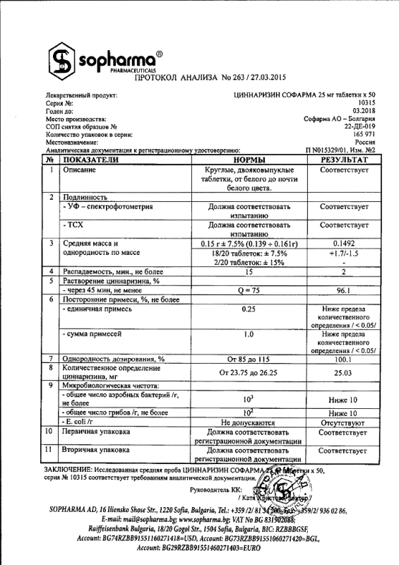 Циннаризин таблетки 25 мг, 50 шт.