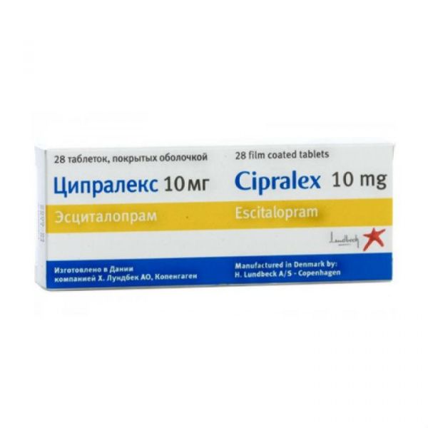Ципралекс таблетки 10 мг, 28 шт. Ципралекс таблетки 10 мг, 28 шт.