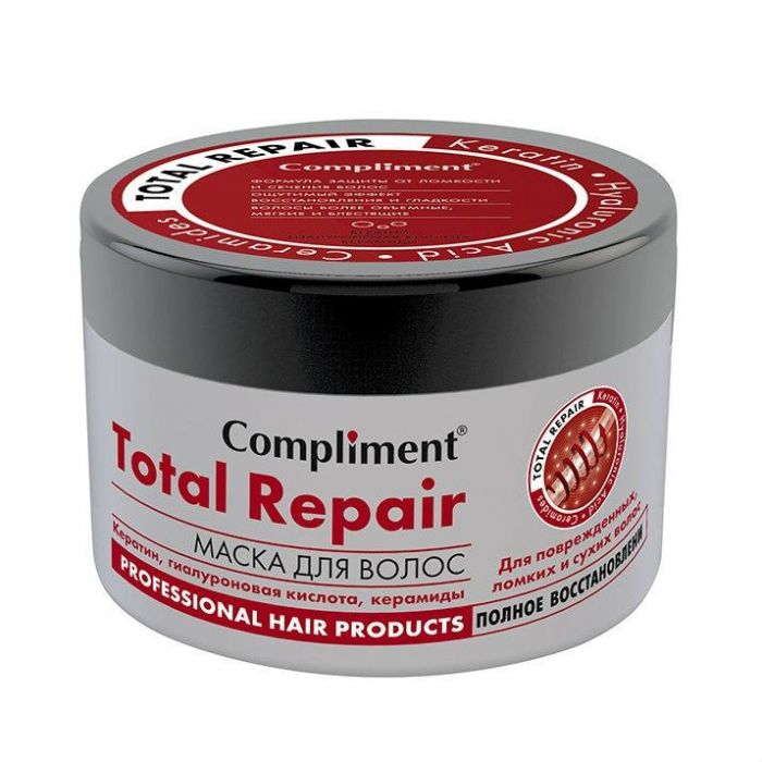 Compliment Маска для волос Total Repair для поврежденных, ломких и сухих волос Полное восстановление 500мл