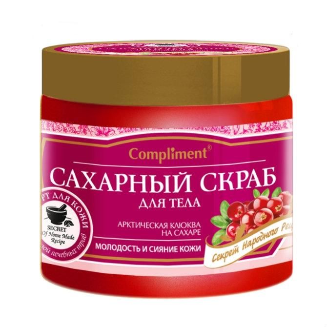 Compliment Секрет Народного Рецепта Сахарный скраб для тела Арктическая клюква на сахаре 400г