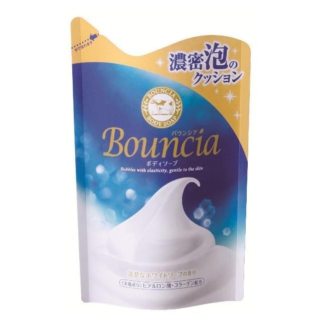 Cow мыло жидкое Bouncia сливочное для рук и тела аромат чистоты и свежести мягкая упаковка 430 мл