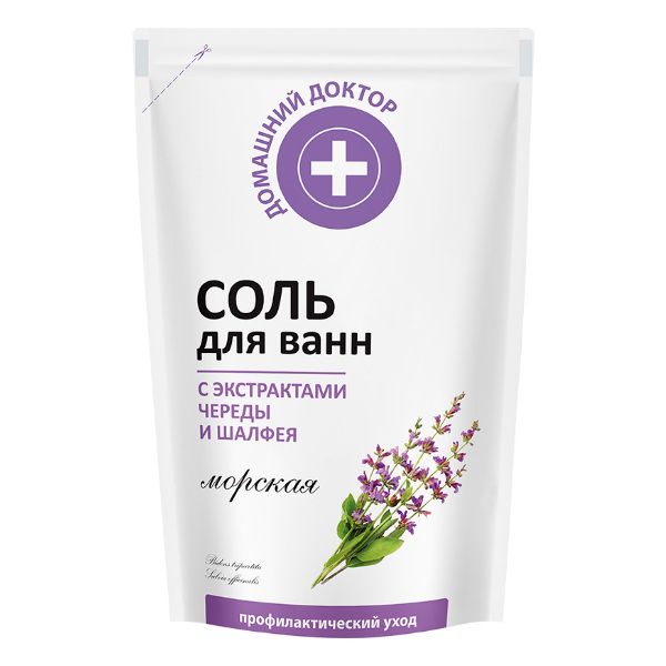 Домашний Доктор Соль для ванн с чередой и шалфеем 500г Домашний Доктор Соль для ванн с чередой и шалфеем 500г