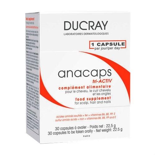 Ducray Аnacaps tri-Activ для укрепления волос, кожи головы и ногтей капсулы 3х30 шт.