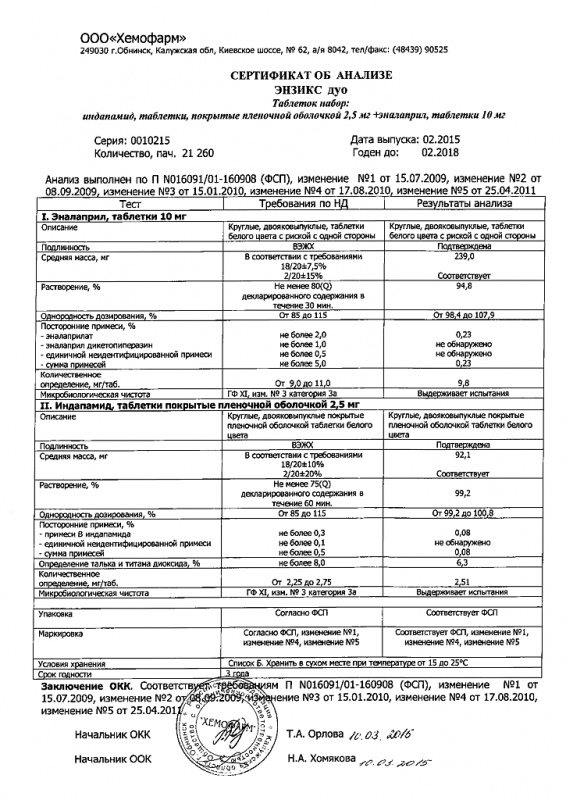 Энзикс дуо таблетки, 45 шт.