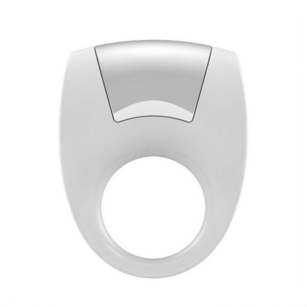 Эрекционное кольцо OVO с удобной кнопкой включения и сильной вибрацией силиконовое белое 1 шт.