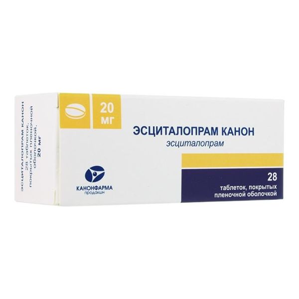 Эсциталопрам Канон таблетки покрыт.плен.об. 20 мг 28 шт.