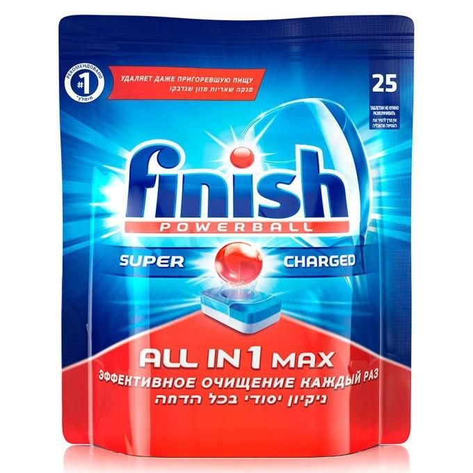 Finish All in1 Max средство для мытья посуды в посудомоечных машинах таблетки 25 шт