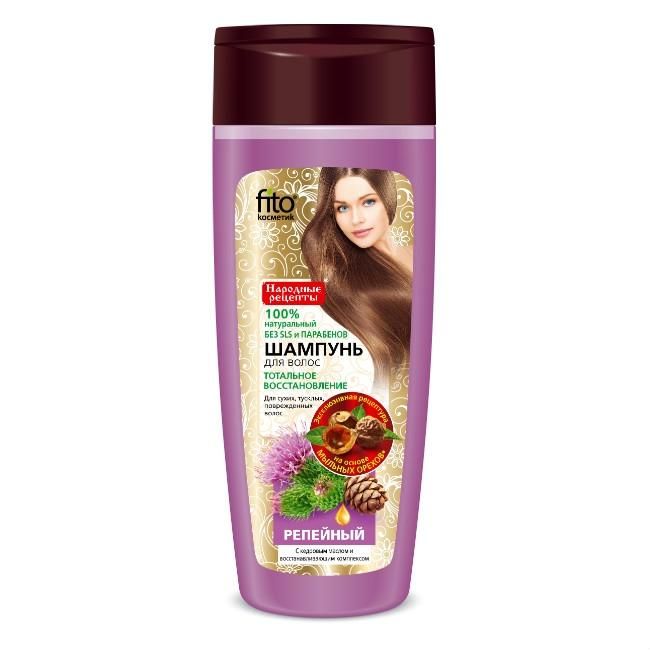 Фитокосметик Народные рецепты Шампунь для поврежденных волос Репейный с кедровым маслом 270 мл