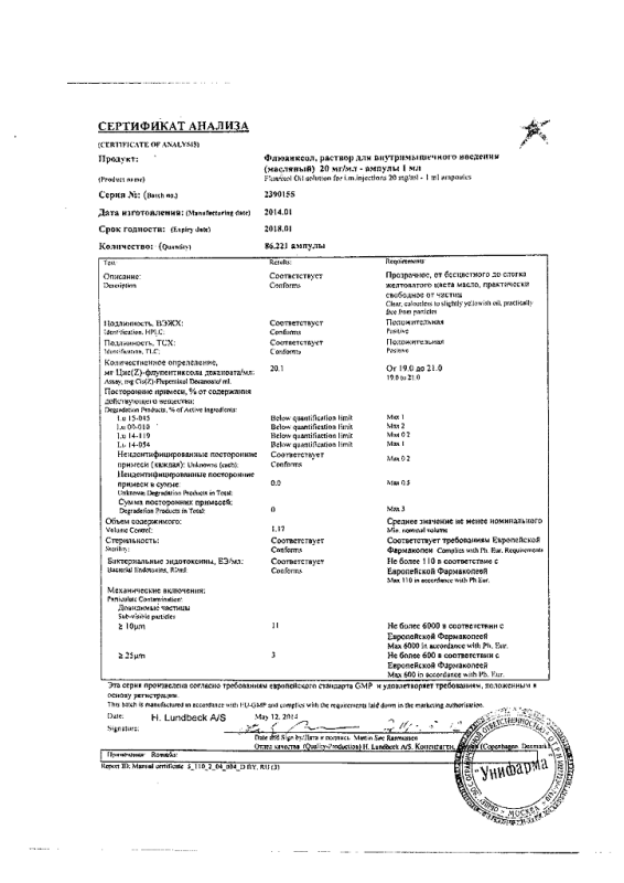 Флюанксол ампулы 20 мг/мл, 1 мл, 10 шт.