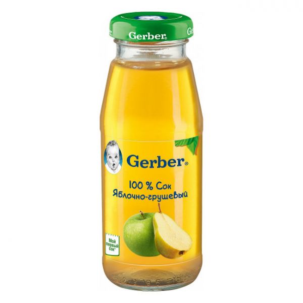 Гербер сок яблочно-грушевый осветленный 4 мес. 175 г