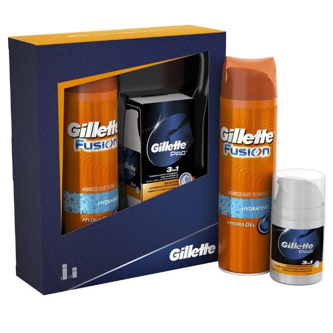 Gillette Fusion Подарочный набор Gillette Fusion Гель д/б увлажняющ 200мл+GIL Pro Бальзам п/б 3в1 МгновенУвлаж 50мл 1 уп.