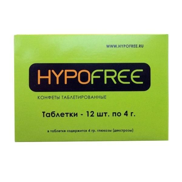 ГипоФри (HypoFree) конфеты таблетированные 4г глюкозы (декстрозы) 12 шт.