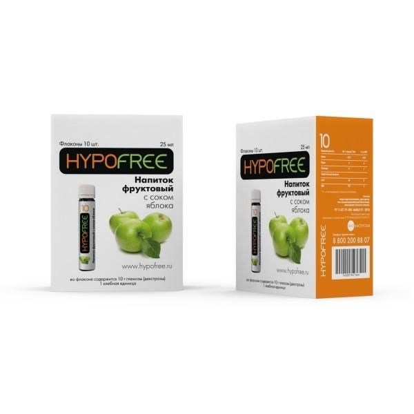 ГипоФри (HypoFree) напиток фруктовый с соком яблока 1 XE 10 г глюкозы 10 шт.