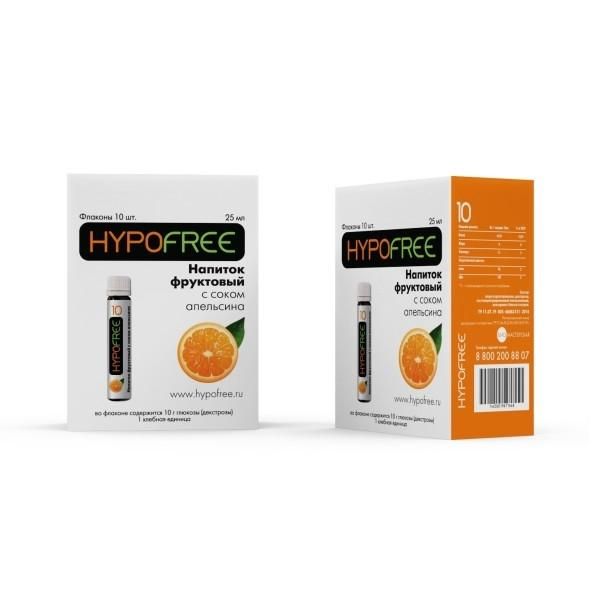 ГипоФри (HypoFree) напиток фруктовый вкус апельсина 1 XE 10 г глюкозы 10 шт.