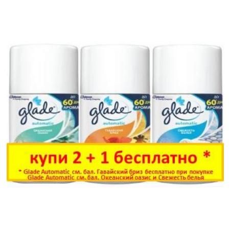 Glade Освежитель воздуха Automatic сменный баллон 2+1 в подарок 3x269мл