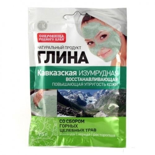 Глина Кавказская изумрудная восстанавливающая со сбором горных целебных трав 75 г упак.